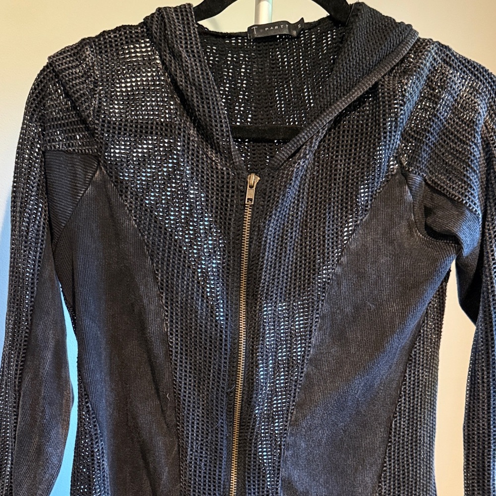 T Party Mesh Hoodie Black Size Small - Picture 2 of 5